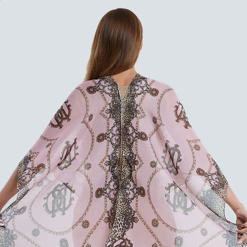 Flat head summer scarf for women chiffon printed tourist beach towel sunbathing shawl silk bag womens headscarf 150X95CM 240805