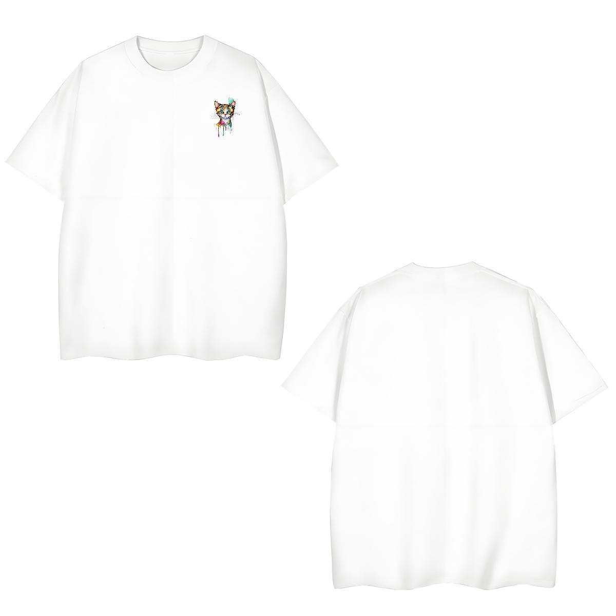 2024 Designer Tshirt for Man Woman cat Home Outdoor 100% Cotton 230g Tee Shirt O Neck Short Sleeves Loose T-Shirts Cartoon Print