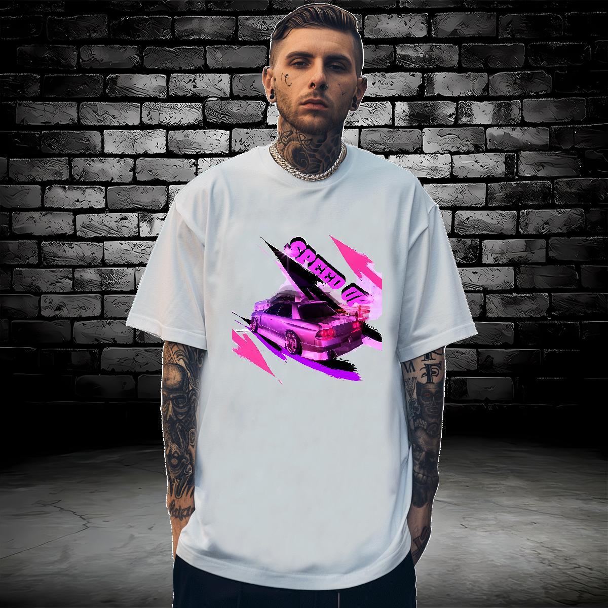 Brand car 230g Pure Cotton Tshirt for Man Woman Hip Hop Street Breathable Short Sleeve Man T Shirts Stylist DIY Anime Tees