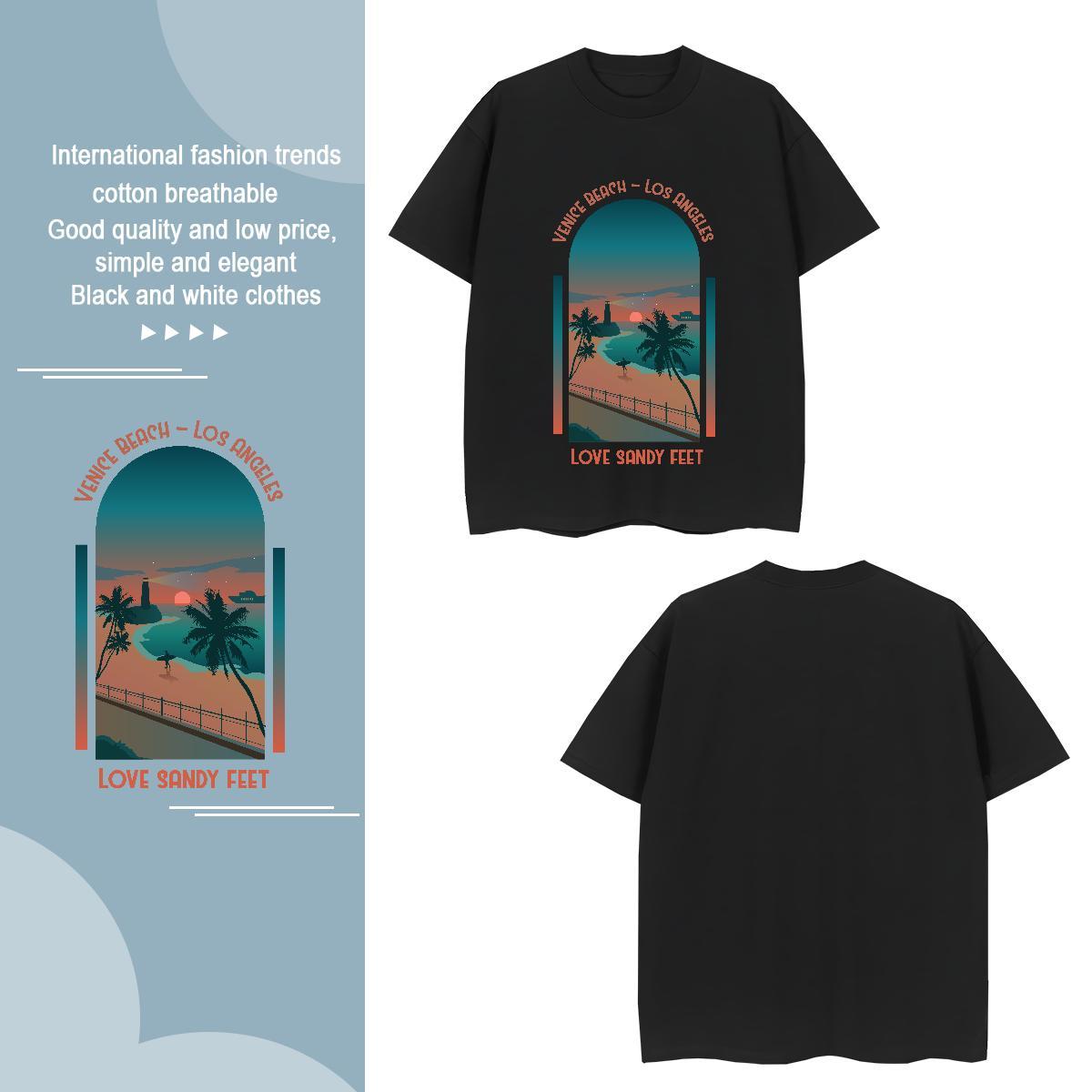 High Quality sea 100% Cotton 230g Tshirts Spring Summer Breathable Short Sleeve Man T Shirts Designer Fashion Custom Cartoon Clothes