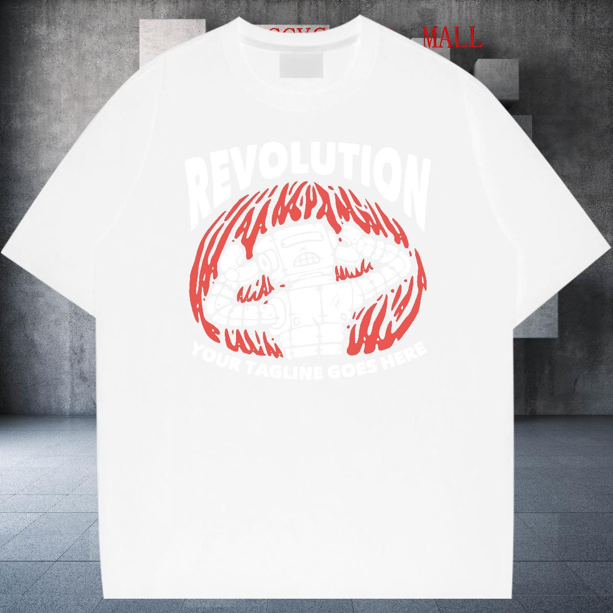 Classic robot 230g Pure Cotton Men Clothes T-Shirt Sports Casual Round Neck Short Sleeve T-Shirts 2024 White Plus Size Polos
