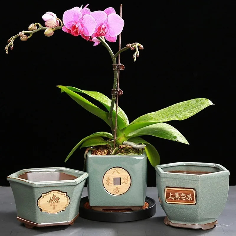 Creative Ceramic vintage Flower Pot Simple Succulent Plant Container Green Planters Bonsai Pots Flowerpot Home Decoration 240819
