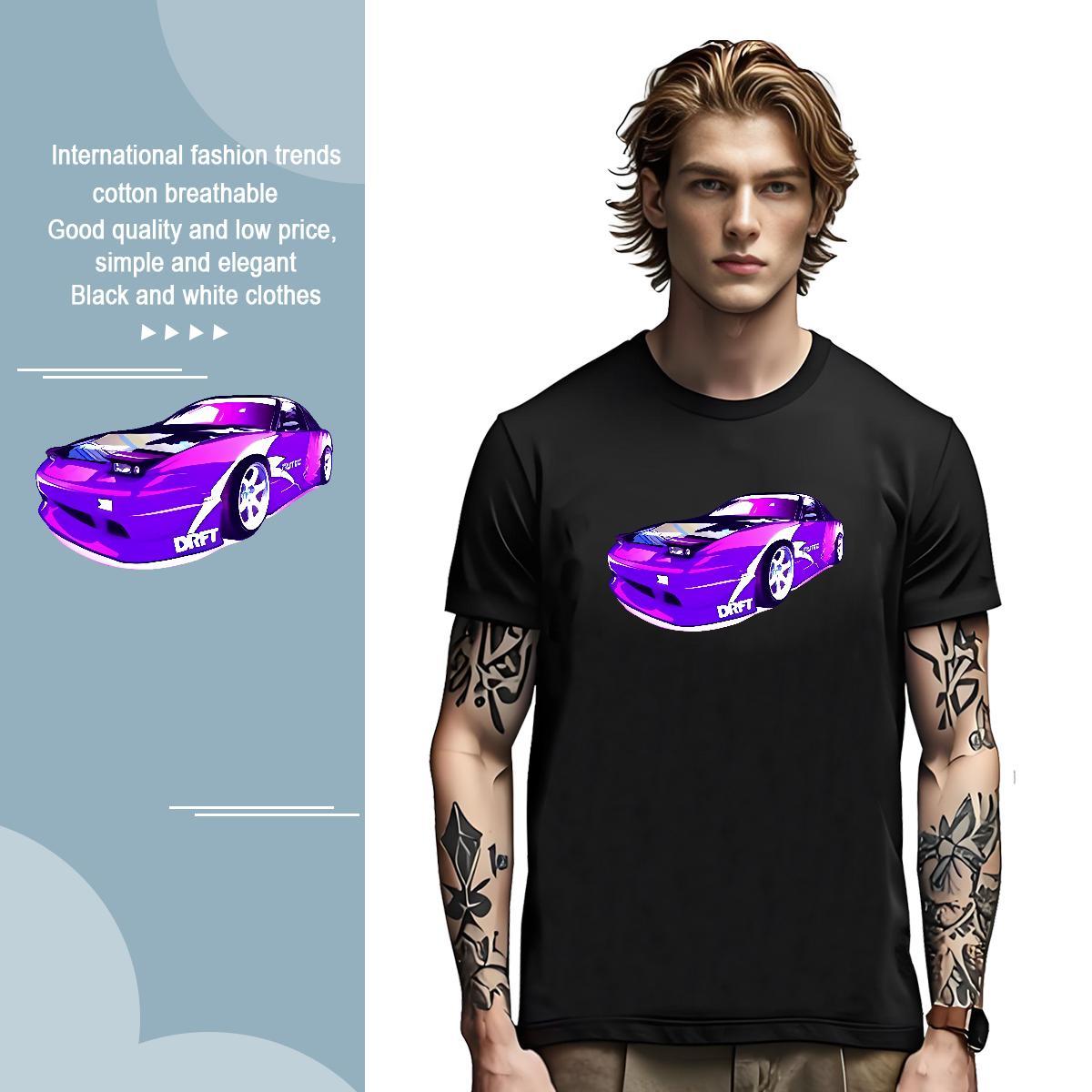 Cool Design car 100% Cotton 230g Mens Tshirts Outdoor Pure Cotton Man T Shirts DIY Anime Print Clothings
