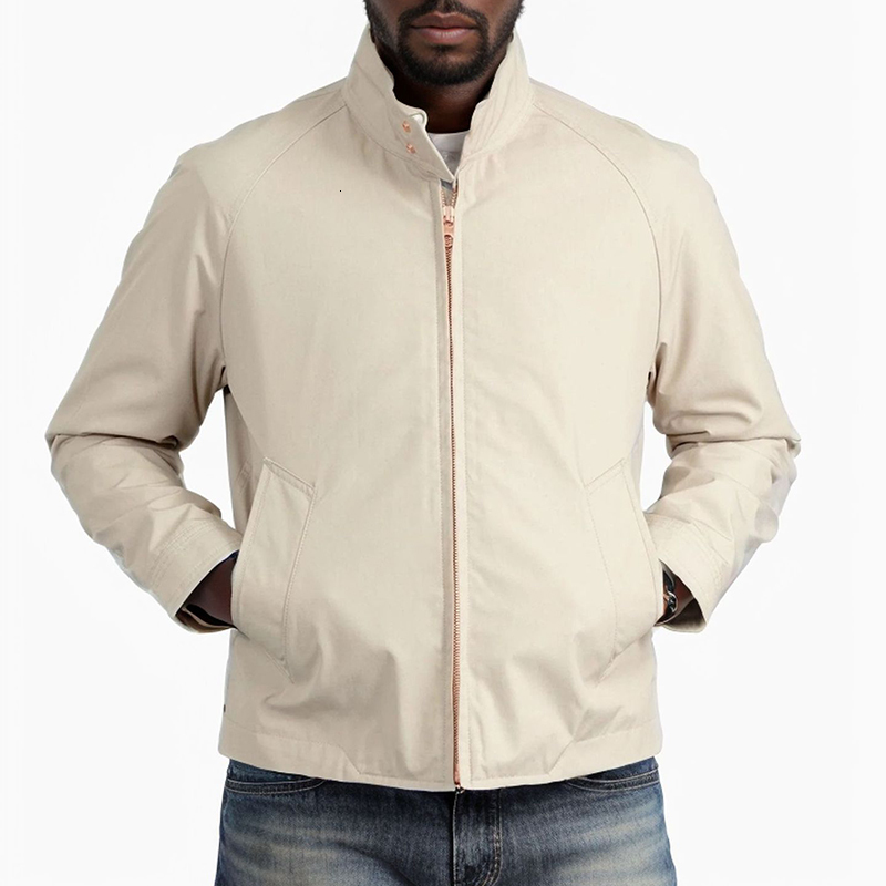 Autumn stand up collar mens slim fit jacket fashionable winter solid color zipper long sleeved street 240819