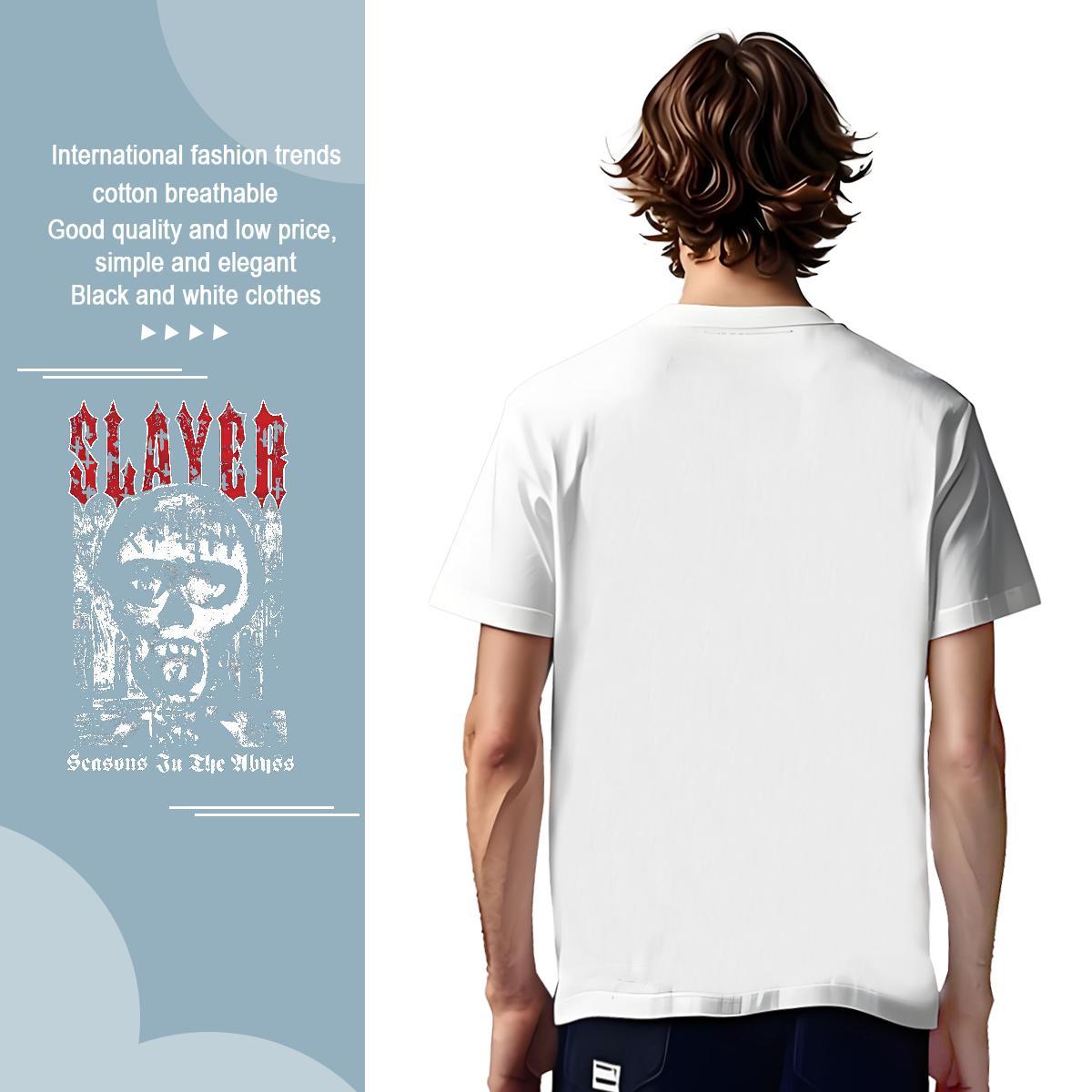 T-Shirts for Men 230g Pure Cotton scary Casual Beach Short Sleeve Soft DIY Printed Mens Tshirts Customized Loose Top Tees