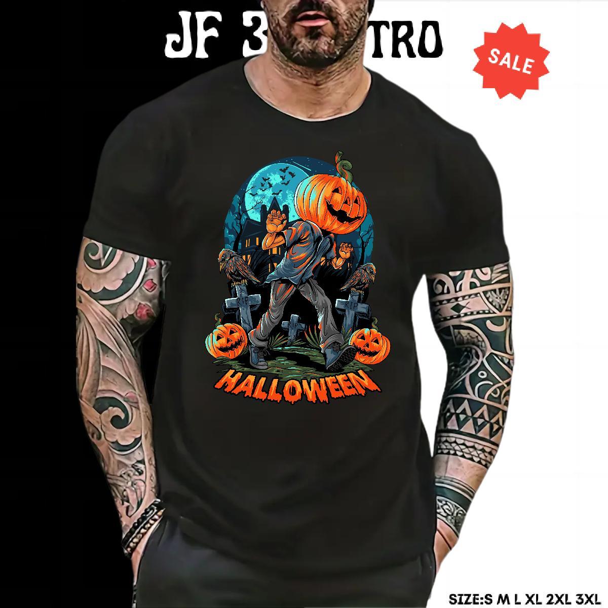 Loose Fit T Shirt For Man halloween Breathable Crew Neck Casual Plus Size Custom 100% Cotton 230g Men Tops Tees DIY Tops Shirt