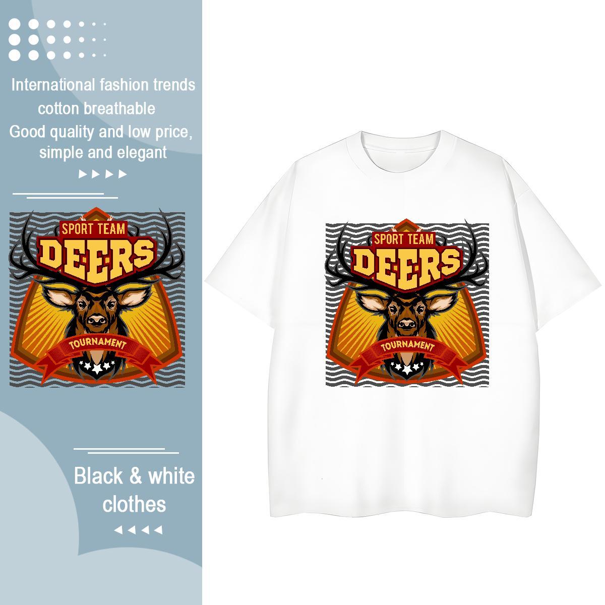 Unisex T Shirt For Man deer Breathable Soft Daily Outfit Custom Printed 230g 100% Cotton Men Tees Wholesale Top Tees