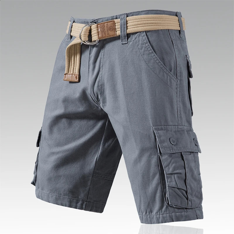 Mens Casual Cargo Shorts Outdoor Sports Half Pants Bermuda Shorts American Style Streetwear Breathable Comfortable Shorts Grey 240819