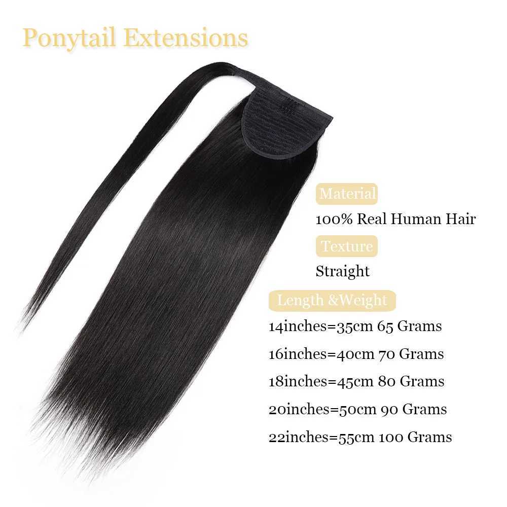 A real ponytail with straight hair sandwiched in the ponytail the full length of human hair and the extension of human hair W240817