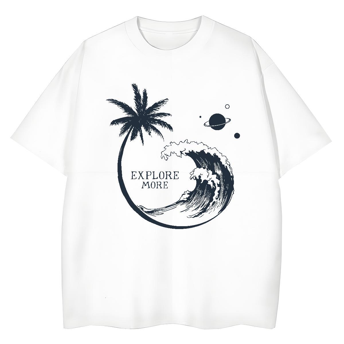 Brand Unisex Tshirts Daily Wear Breathable Crew Neck Clothings Designer Nice 230g Pure Cotton sea wave Black Oversized Woman T Shirts