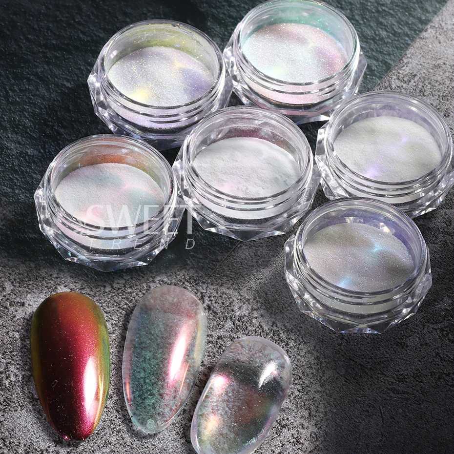 Aurora Glass Chrome Nail Powder Gloss Mirror Rubbing Dust Mermaid Fairy Pigment DIY Summer Wedding Glitter Manicure Decor FlashXJ240815