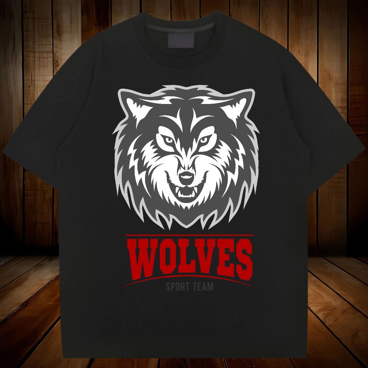 Popular Men T Shirts wolf O Neck Short Sleeves Daily Outfit DIY Anime 230g 100% Cotton Men Tees Factory Direct Clothings