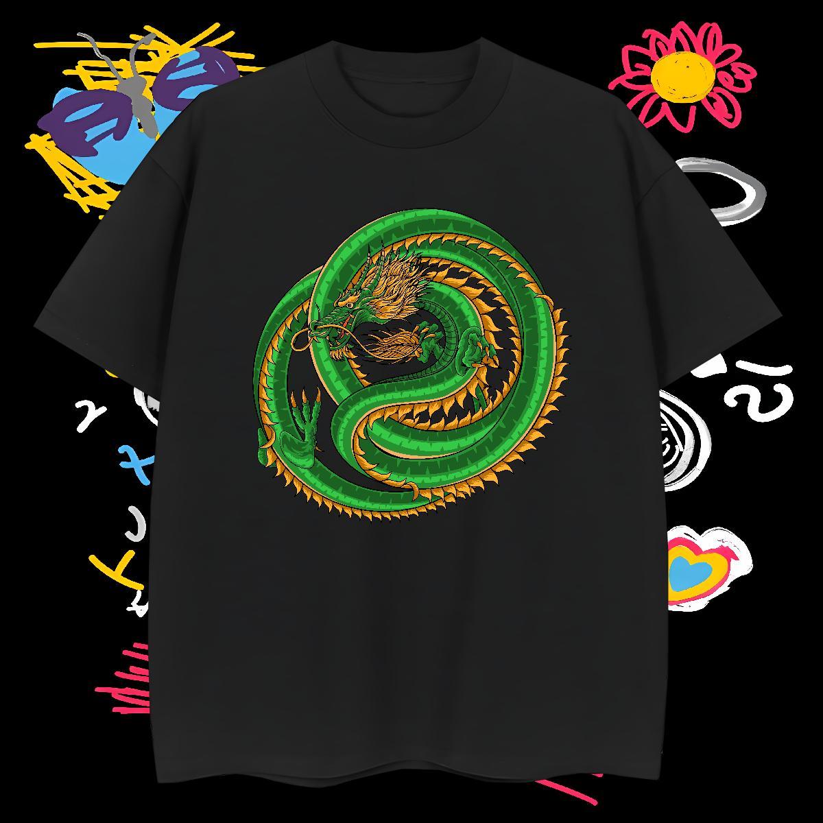 Men T Shirts 230g 100% Cotton dragon Casual Daily Wear Breathable Crew Neck White Plus Size Tshirts New Arrival Unisex Clothes