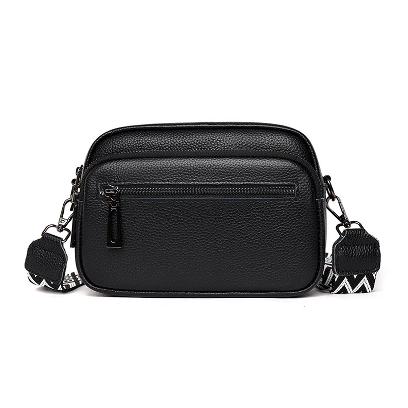 Genuine leather new fashionable and simple, women's one crossbody bag, top layer cowhide wide shoulder strap, small square bag