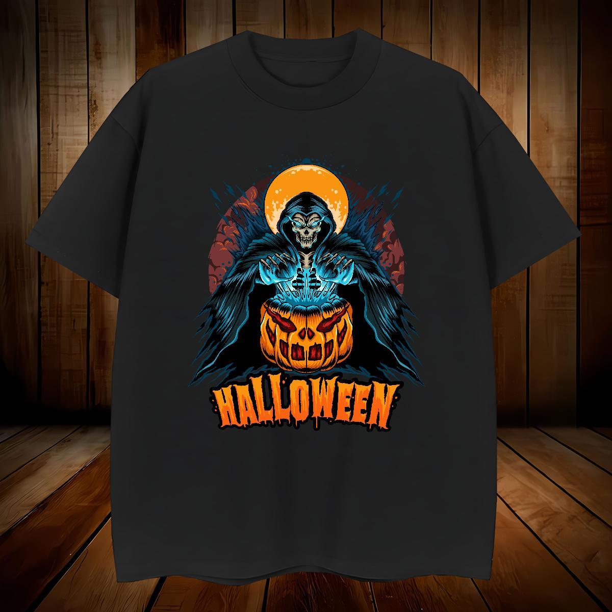 Fashion Casual Men Tees pumpkin Casual Beach 230g Pure Cotton Tshirts Breathable Short Sleeve Free Shipping Men T Shirts Anime Print