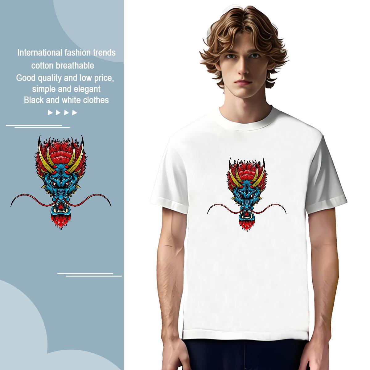 T-Shirts for Men 100% Cotton 230g fierce Beach O Neck Short Sleeves Anime Mens Tshirts New Arrival Comfortable Tops Tees
