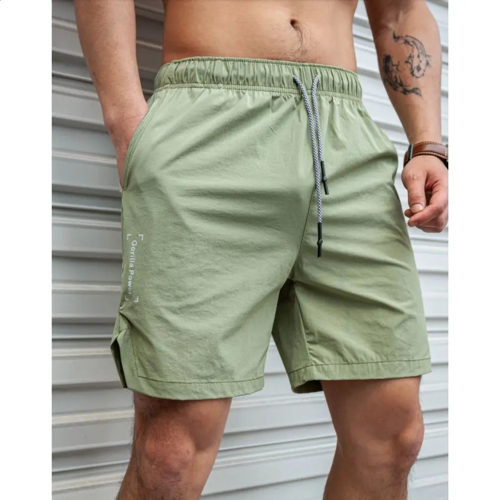 Mens shorts lightweight thin running squat fitness mens gym wear fast drying drawstring 240819