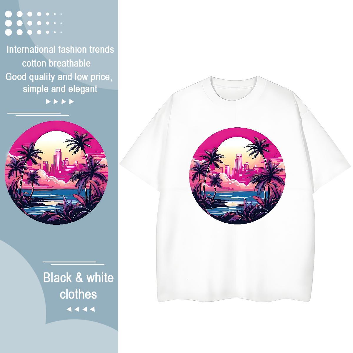 2024 DIY Tshirt for Man Woman high-rise Hip Hop Street 230g Cotton Clothings O-Neck Short Sleeve Free Shipping Man T Shirts Floral Print