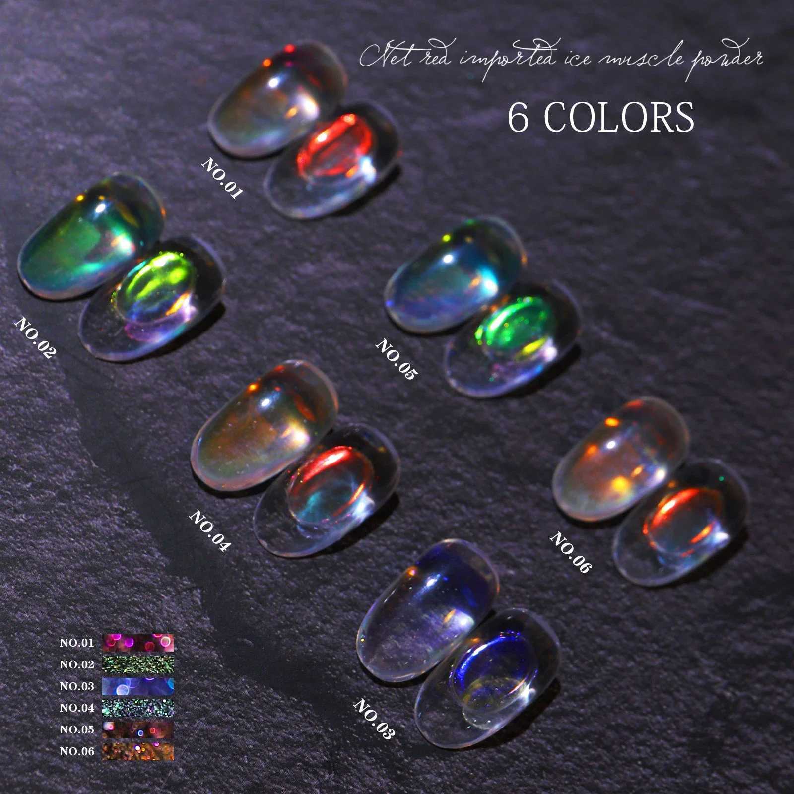 Aurora Ice Transparent Laser Magic Aurora Rainbow Mirror Nail Glitter Gel Pigment Powder Chrome Charm Nail Art Decoration ToolsXJ240815