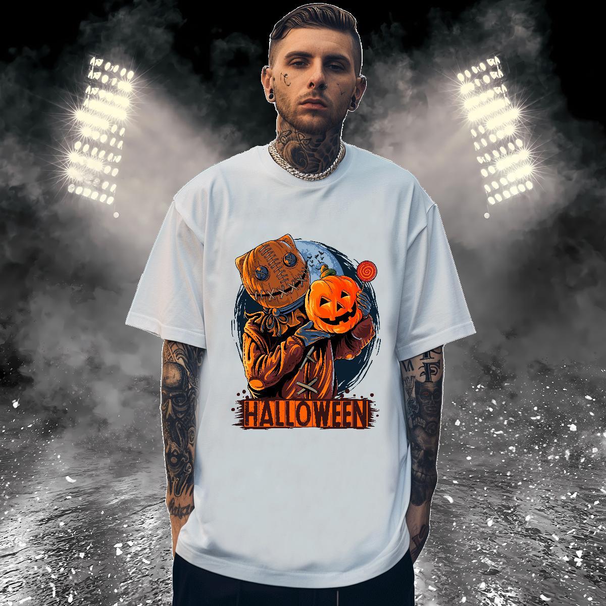 Factory Direct Men Tees pumpkin Hip Hop Street 100% Cotton 230g Tee Shirt Crew Neck Breathable Brand Mens T Shirts White Plus Size