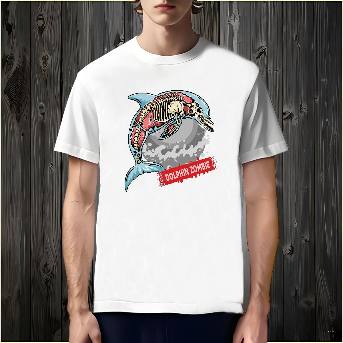 Popular Man T Shirts dolphin Breathable Outdoor Anime 230g Cotton Men Clothes T-Shirt Fashion Design Tops Shirt