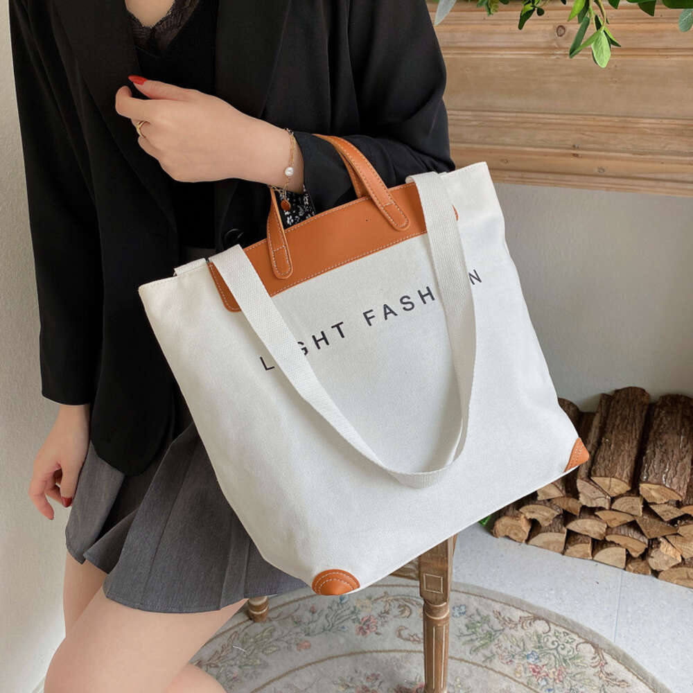 Leisure Korean trendy handbag, casual commuting shoulder college and high school big bag, women's canvas bag
