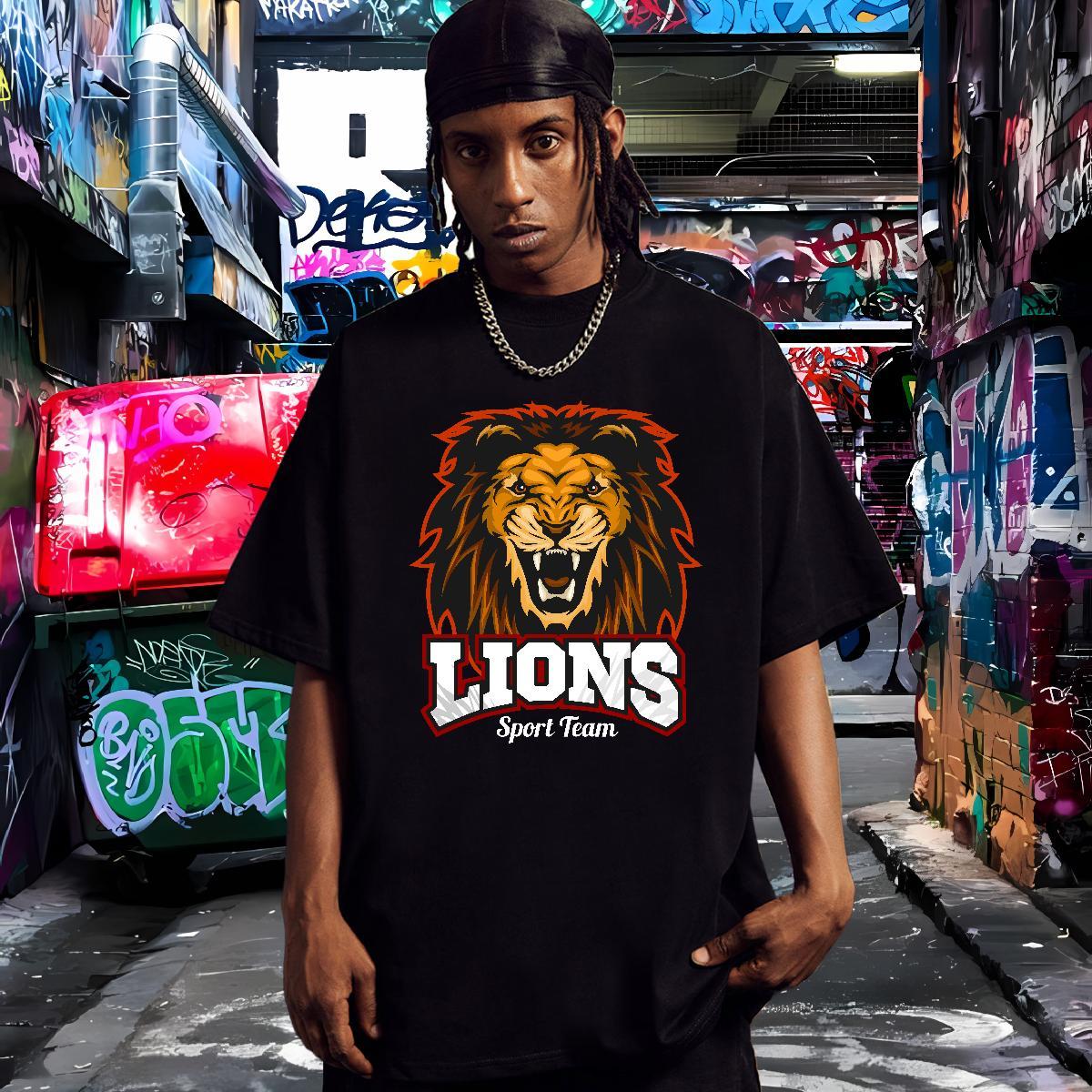 Brand Man T Shirts lion Breathable Crew Neck Beach Anime 230g 100% Cotton Tshirt for Man Woman New Designer Wear