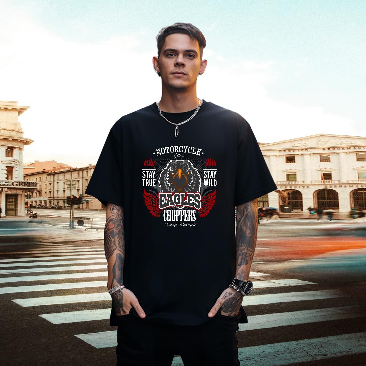 Loose Fit T Shirt For Man eagle Breathable Short Sleeve Sport Custom Big Size 230g Pure Cotton Tshirts 2024 Designer Clothings