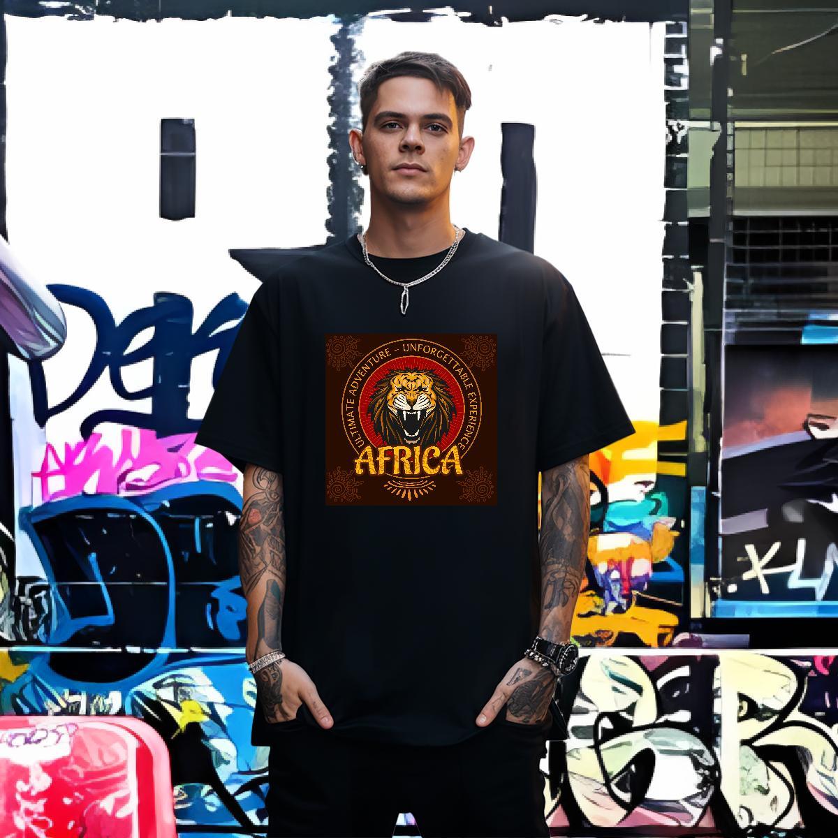 Wholesale Mens T Shirts lion Crew Neck Breathable Street wear Hip Hop DIY 230g 100% Cotton Couples T Shirts Fashion Casual Tees Shirts