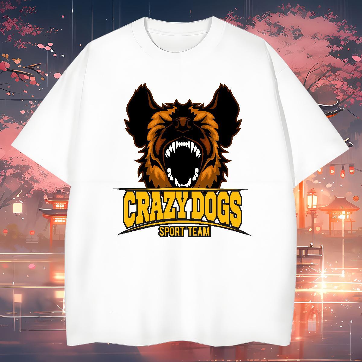 Comfortable T Shirt For Man crazy dog Crew Neck Breathable Summer Casual Plus Size Custom 230g Cotton Men Tees DIY Customized Wear
