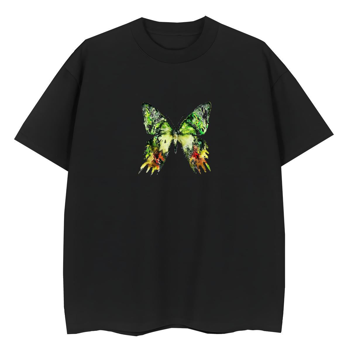 Custom Tshirt for Man Woman Outdoor O Neck Short Sleeves Tee Shirt Soft 230g Pure Cotton Butterfly Custom Print Oversized Womens T Shirts