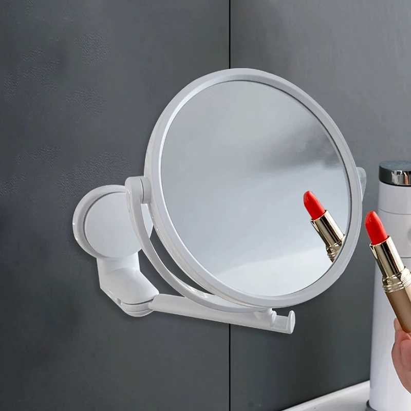 Bathroom Wall Mounted Bathroom Mirror Hole Free Mirror Suction Cup Folding Cosmetic Mirror Wall Mounted HD Bathroom Accessories Y240819
