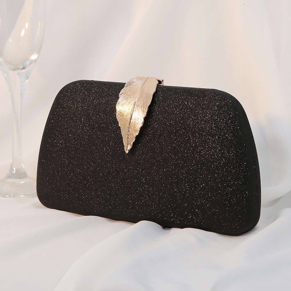 2024 New Metal Leaf Box Square Banquet Dress Handbag Small Hand Bag Women