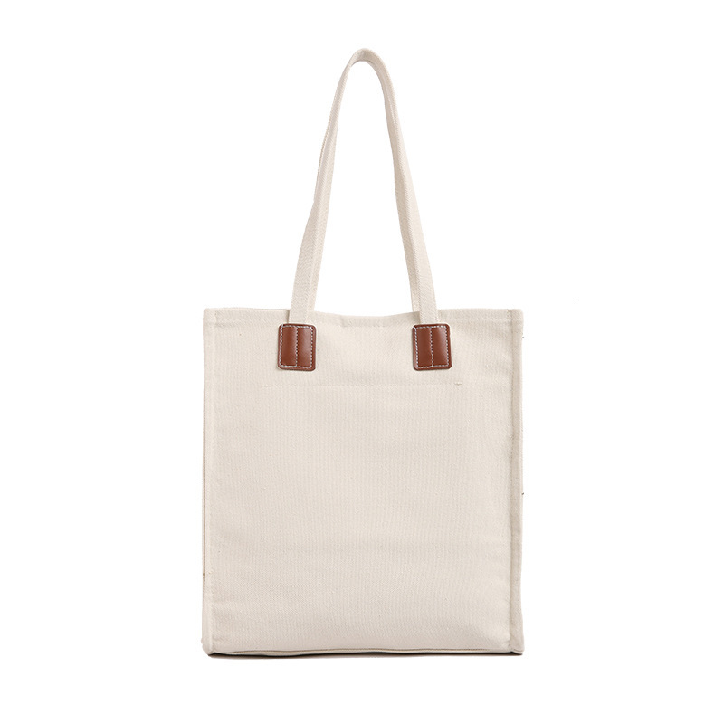 Paris street fashion women's beige classic canvas tote fashionable large capacity simple casual student bag