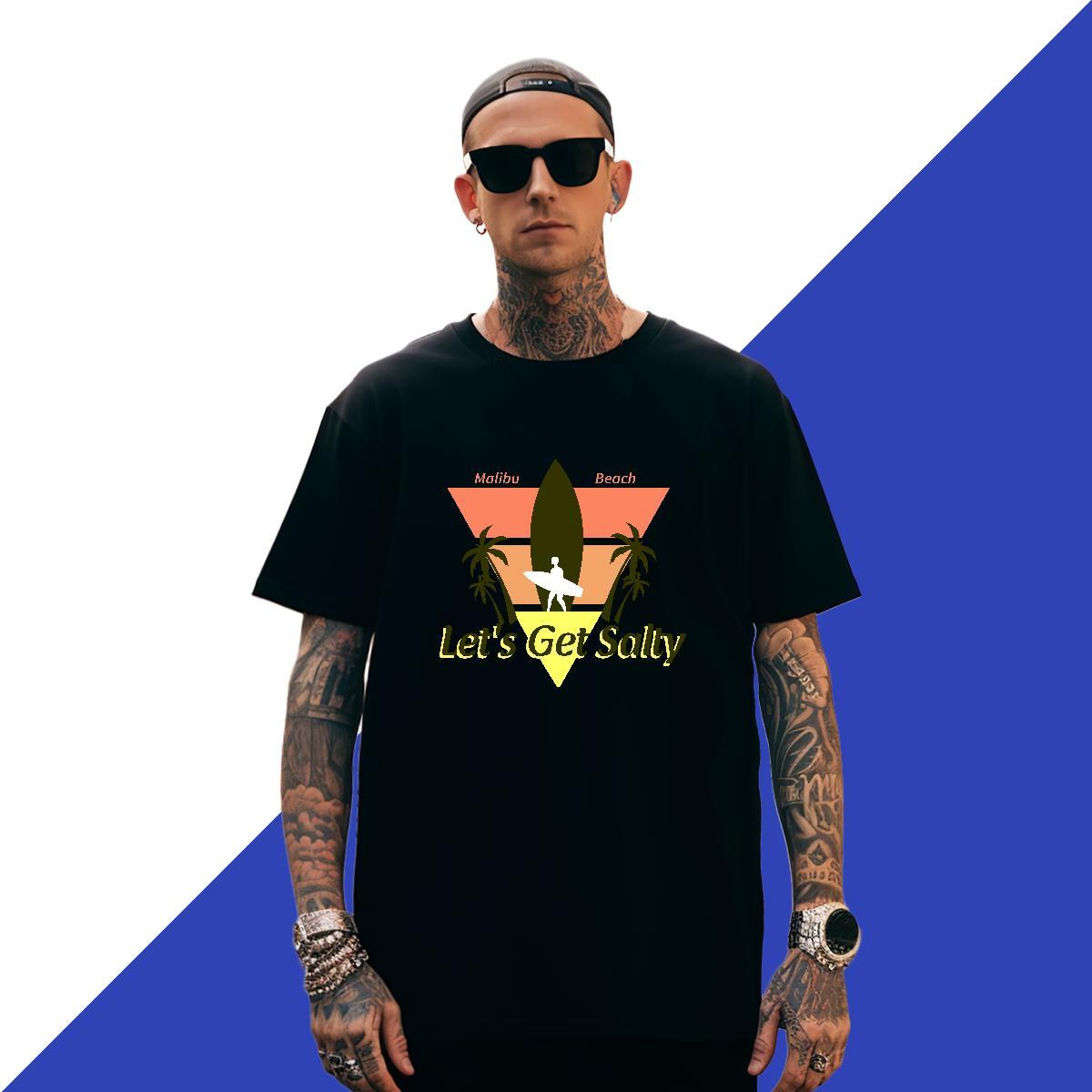 Popular Men Clothes T-Shirt Spring Summer 230g 100% Cotton Cartoon Print Breathable Short Sleeve beach Mens T Shirts Fashion Tees