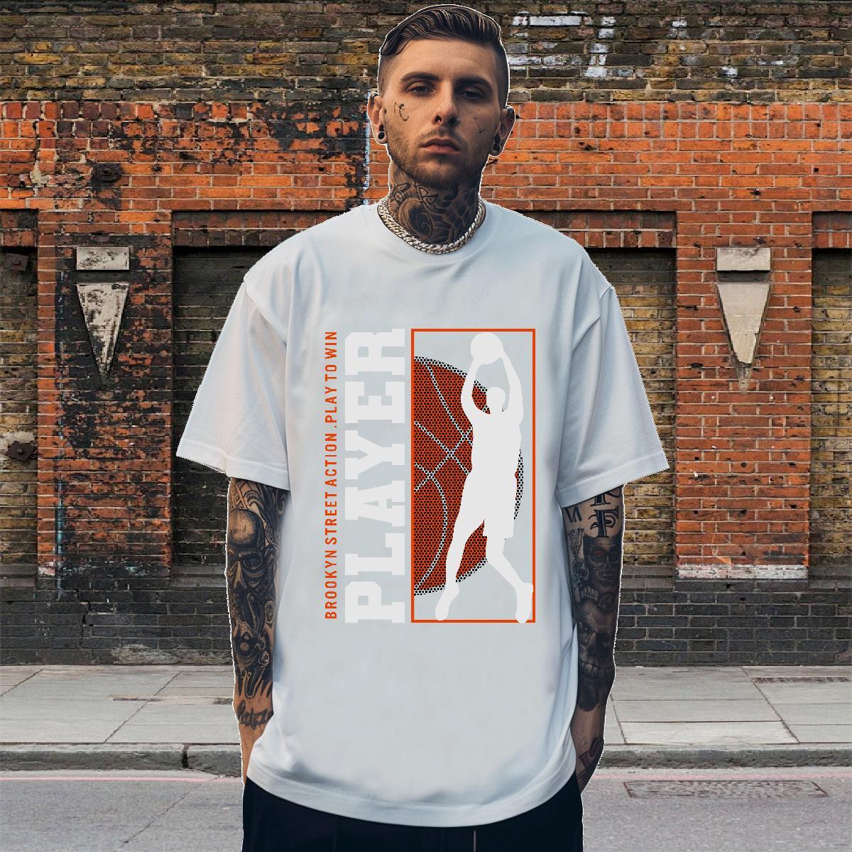 Brand Men Tops Tees Daily Outfit 230g Cotton Black White Short Sleeve Soft basketball T-Shirts for Men Custom Polos