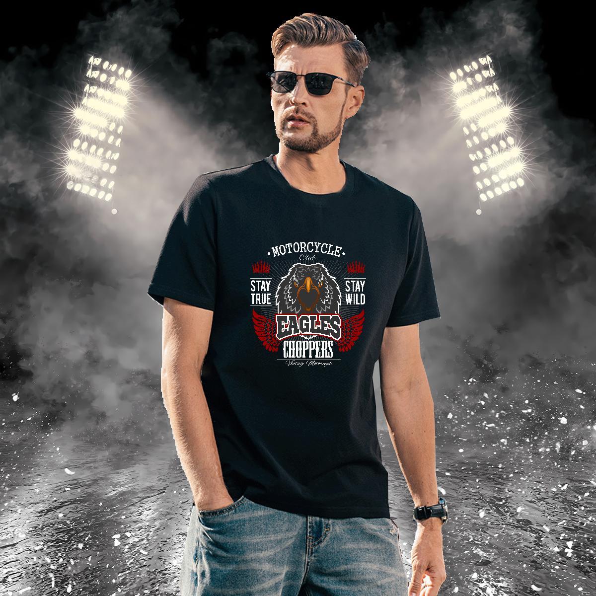 T-Shirts 230g Cotton eagle Hip Hop Street Crew Neck Custom Big Size Tshirt for Man Woman 2024 Summer Cool Design Tops
