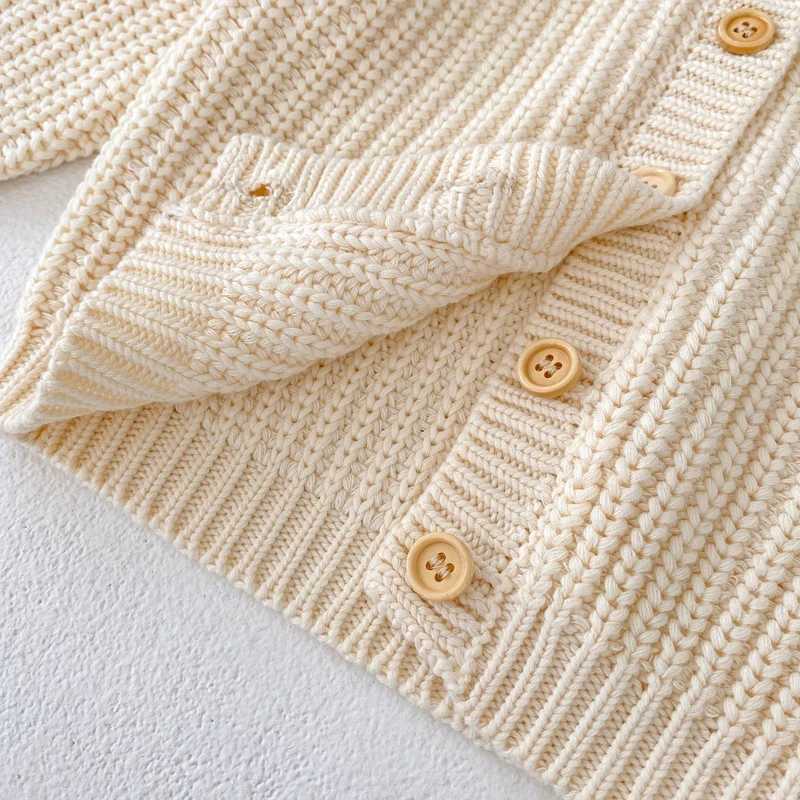 New autumn baby clothing 0-3 year old girls and childrens beige knitted long sleeved jacket cardigan sweaterXJ240819