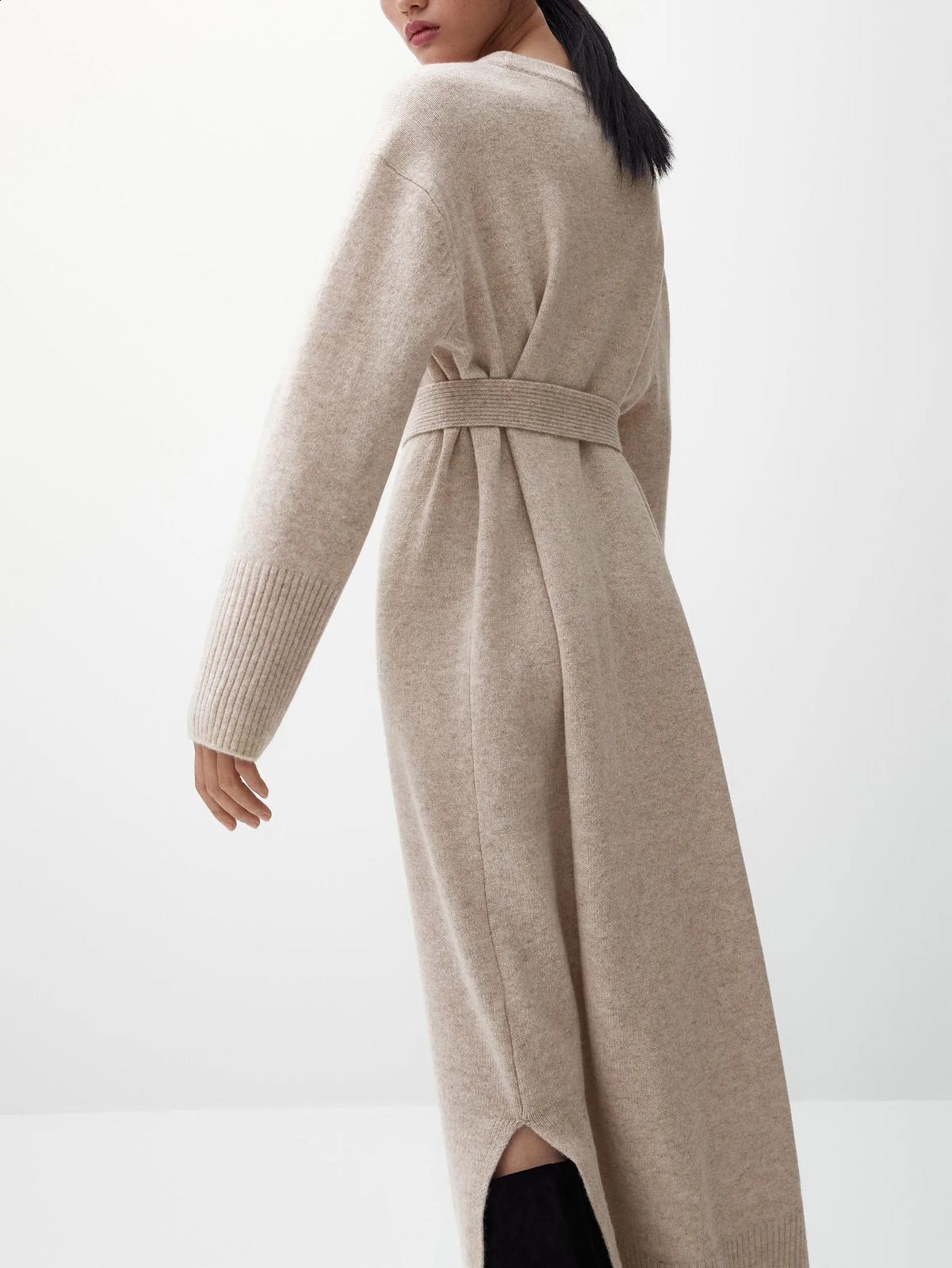 Ethereal MD Autumn Belt Decoration Womens Simple Knitted Dress 240819