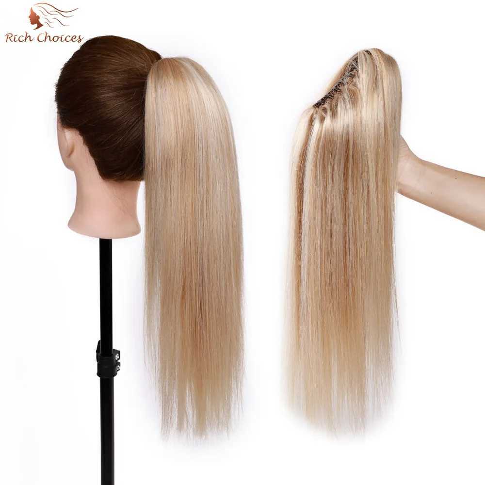 Rich choices 100% extension of ponytail for human hair long chin/claw ponytail with female hair clip W240817