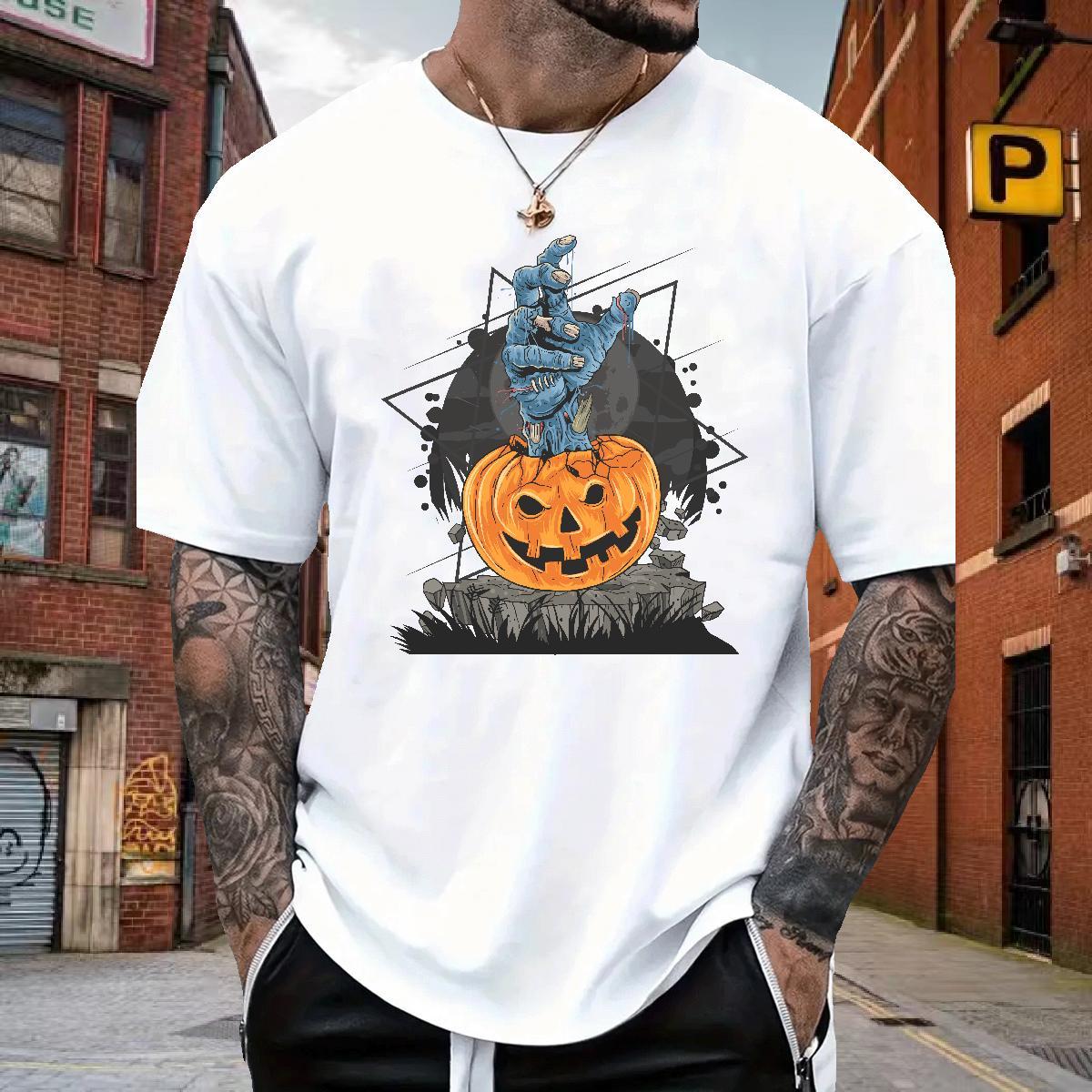 Soft T Shirt For Man halloween Breathable Crew Neck Anime Printing Street Custom Printing 230g Pure Cotton Mens Tshirts Fashion Casual Tops Tees