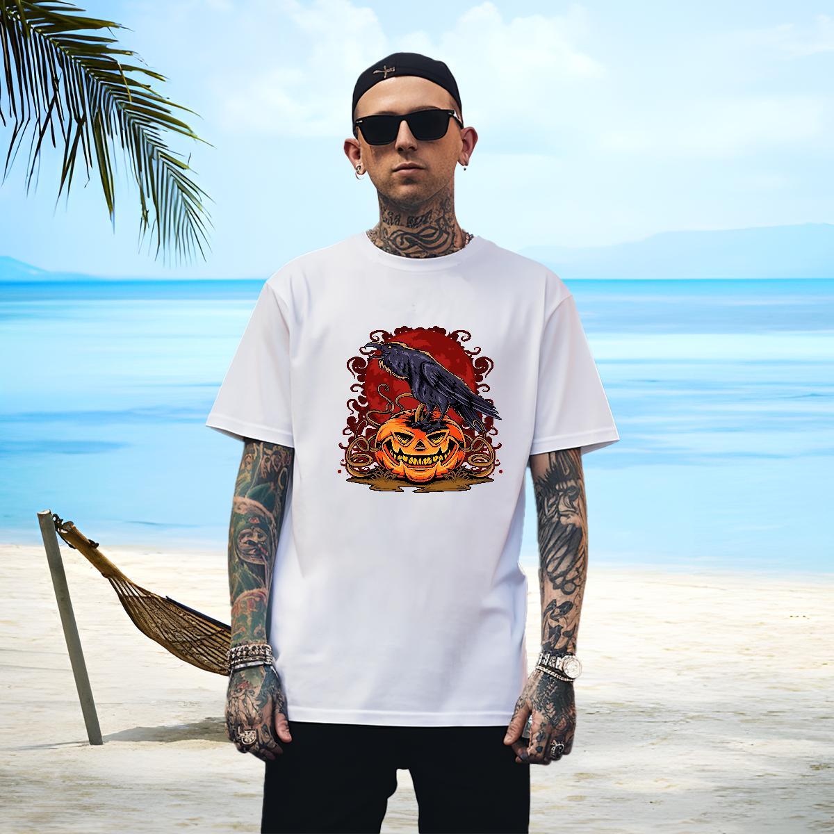 Soft T shirt eagle O-Neck Short Sleeve Street Wear White Plus Size 230g Pure Cotton Mens Tshirts Fashion Design Tee Shirt