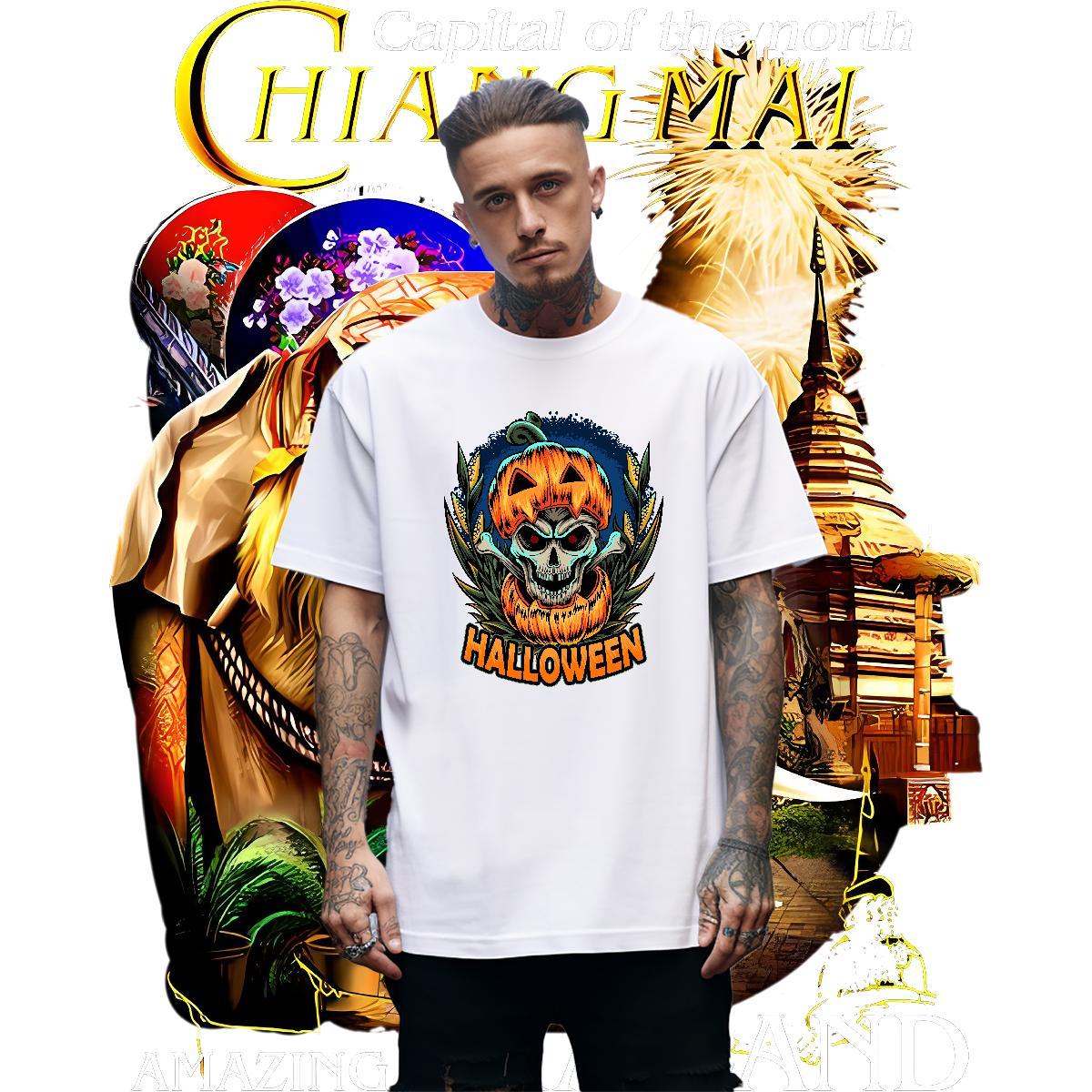 Loose Fit T-Shirts halloween Breathable Short Sleeve Spring Summer Custom Big Size 230g Cotton Men Tshirts Designer Tops Shirt