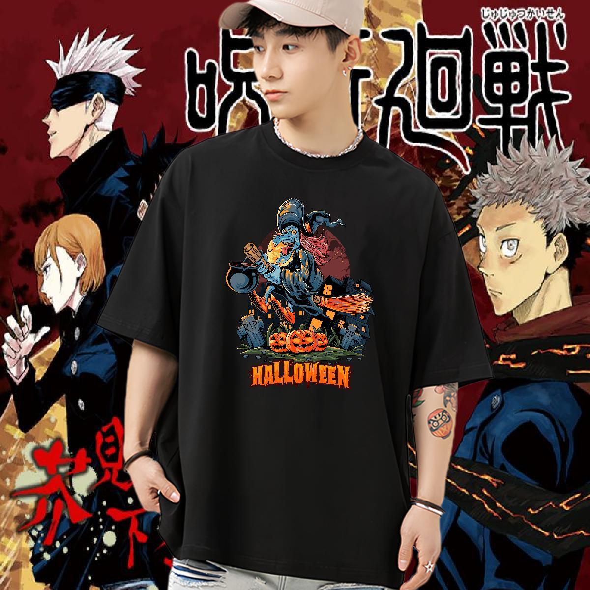 Designer Fashion Men Tshirts halloween Daily Outfit 230g Cotton Wear Short Sleeve O-Neck Wholesale T Shirt For Man Anime Print