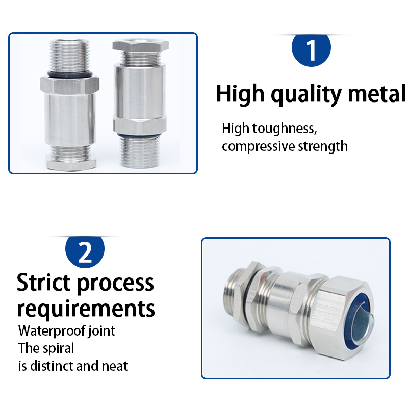 Double locking joint 304 stainless steel corrugated pipe waterproof gland stuffing box explosion-proof cable sealing lock