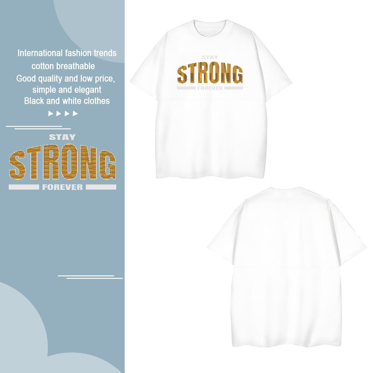 Unisex strong T Shirt For Man Street Casual Men Clothes T-Shirt 100% Cotton 230g Custom Breathable Crew Neck Custom Printing Tops Shirt