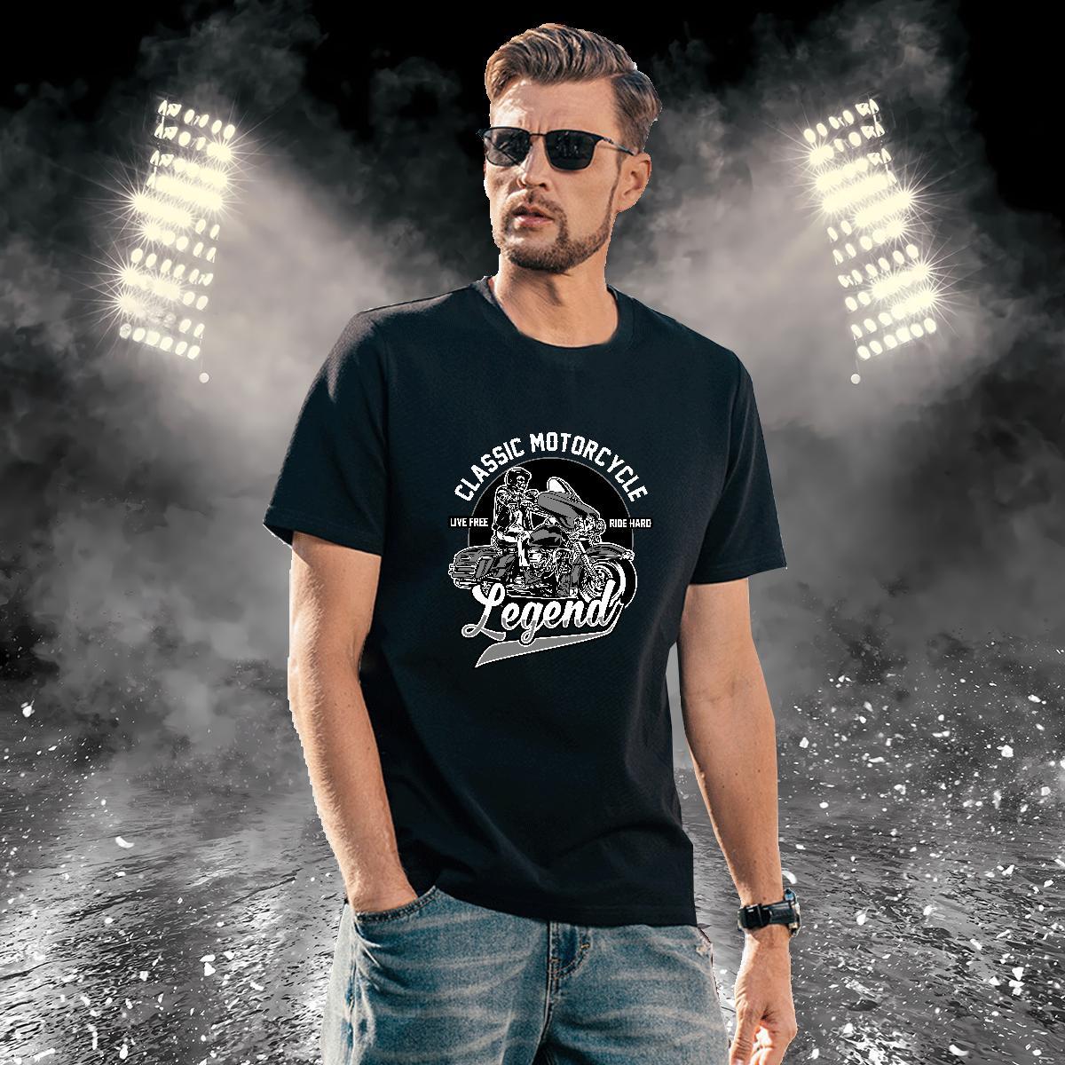 Cool motorbike T-Shirts Casual Men Tees 230g Cotton 2024 New Short Sleeve Soft Oversized 3XL 4XL Polos