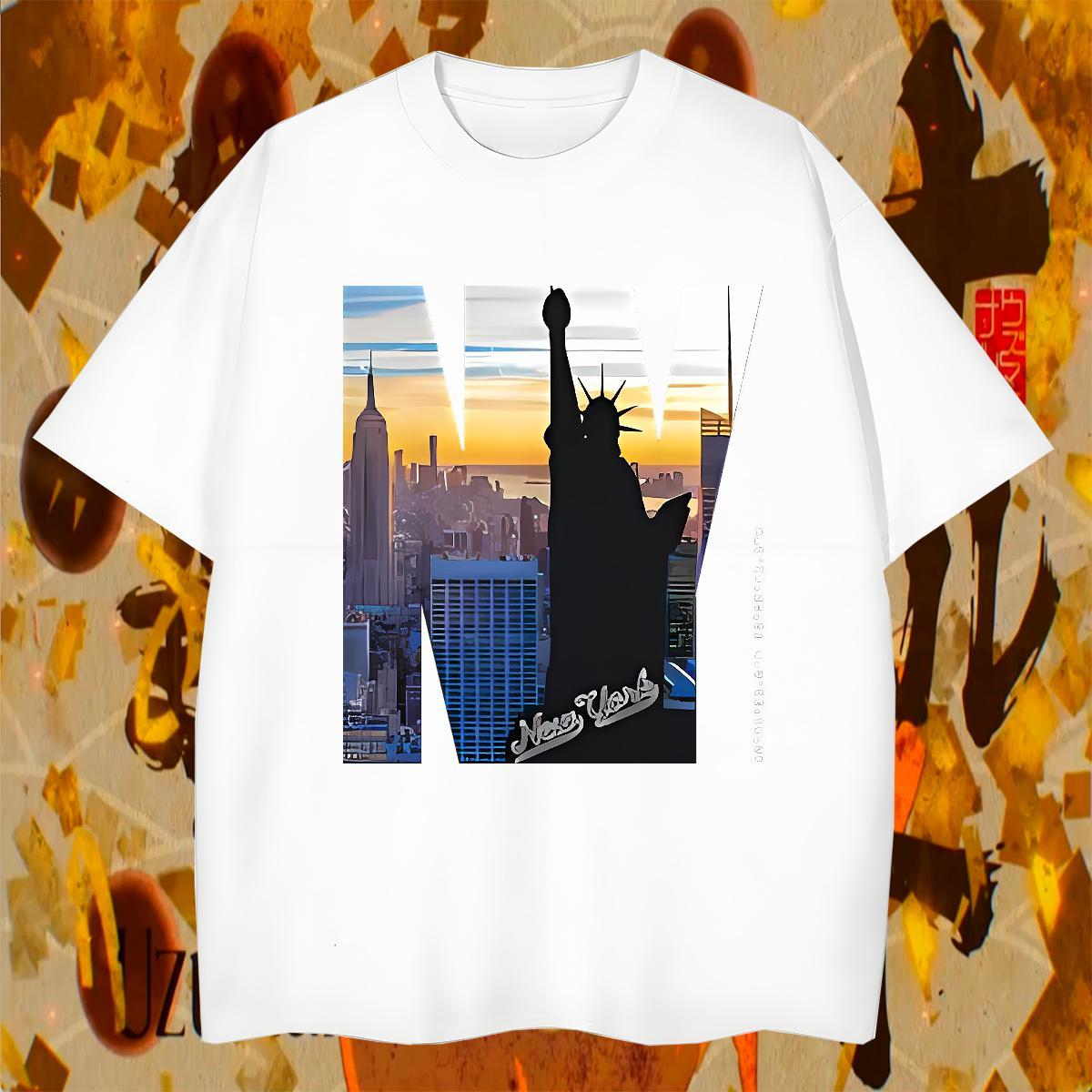 Classic Mens Tshirts Sport 230g Pure Cotton Customized Print Breathable Crew Neck New York T shirt Casual New Tees Shirts