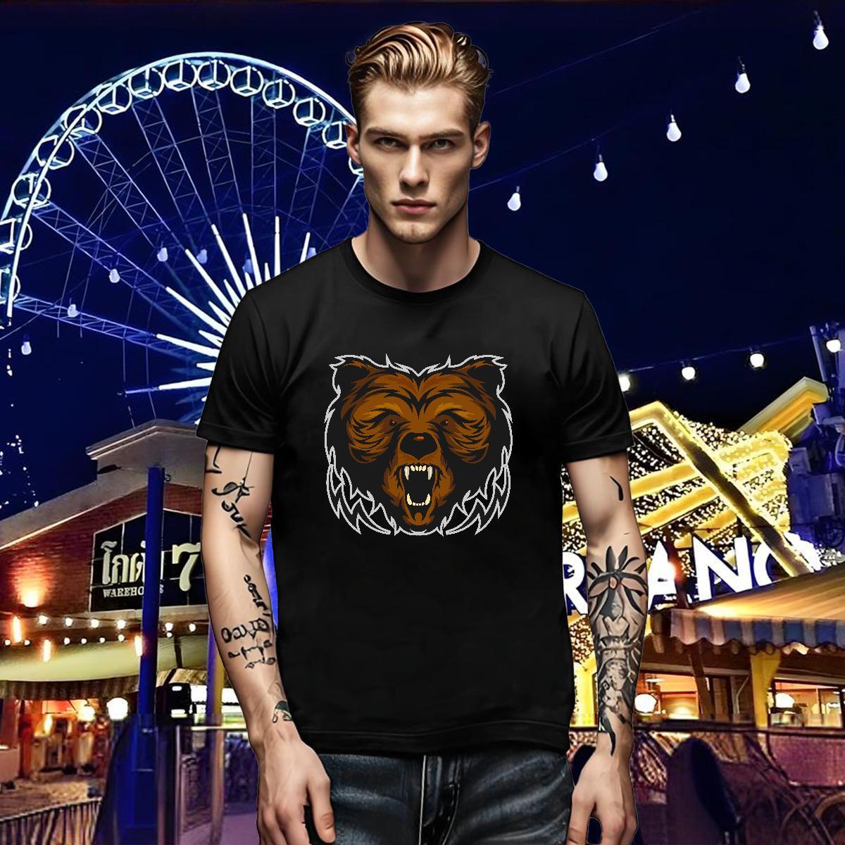 Fashion Casual Mens Tshirts bear Sport 230g Cotton Polos Pure Cotton Loose T Shirts Men Oversized 4XL