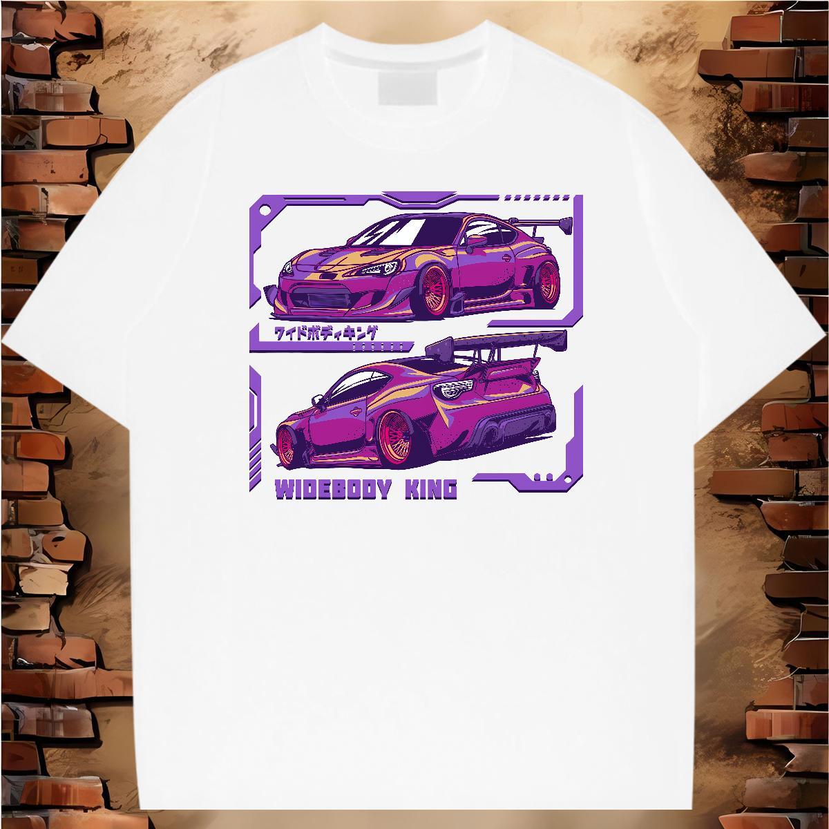 Cool car 100% Cotton 230g Tshirts Street Wear O-Neck Short Sleeve T-Shirts for Men Stylist Custom Cartoon Tops Tees